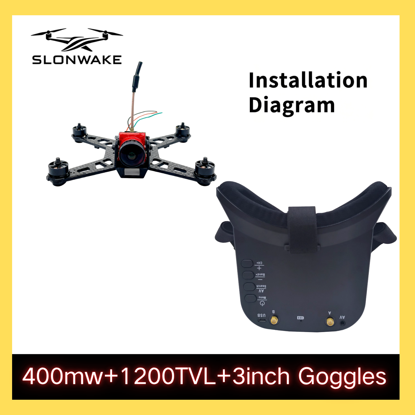 SLONWAKE 5.8G 48CH FPV 400mw V - Drone Frame recension och pris